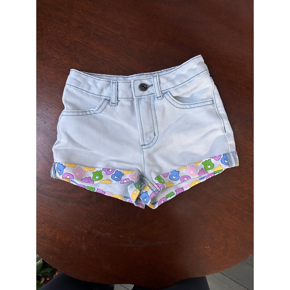 Care Bears Girls Light Wash Denim Cuffed Shorts Light Blue Size XS 4/5